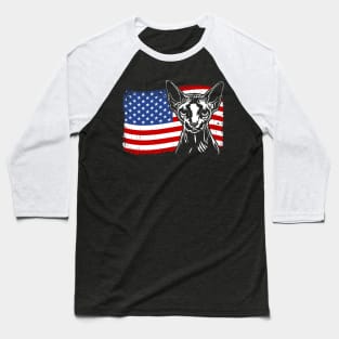 Proud Sphynx American Flag patriotic cat Baseball T-Shirt